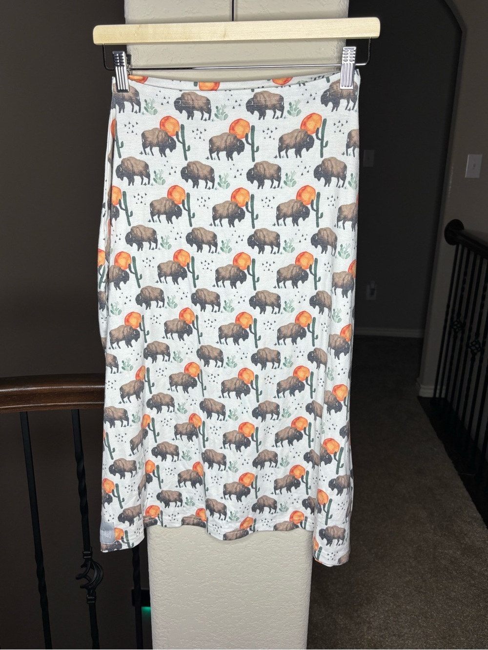 Copper Pearl Nursing Cover Swaddle Western Bison Sunset Gift Baby Shower Stretch